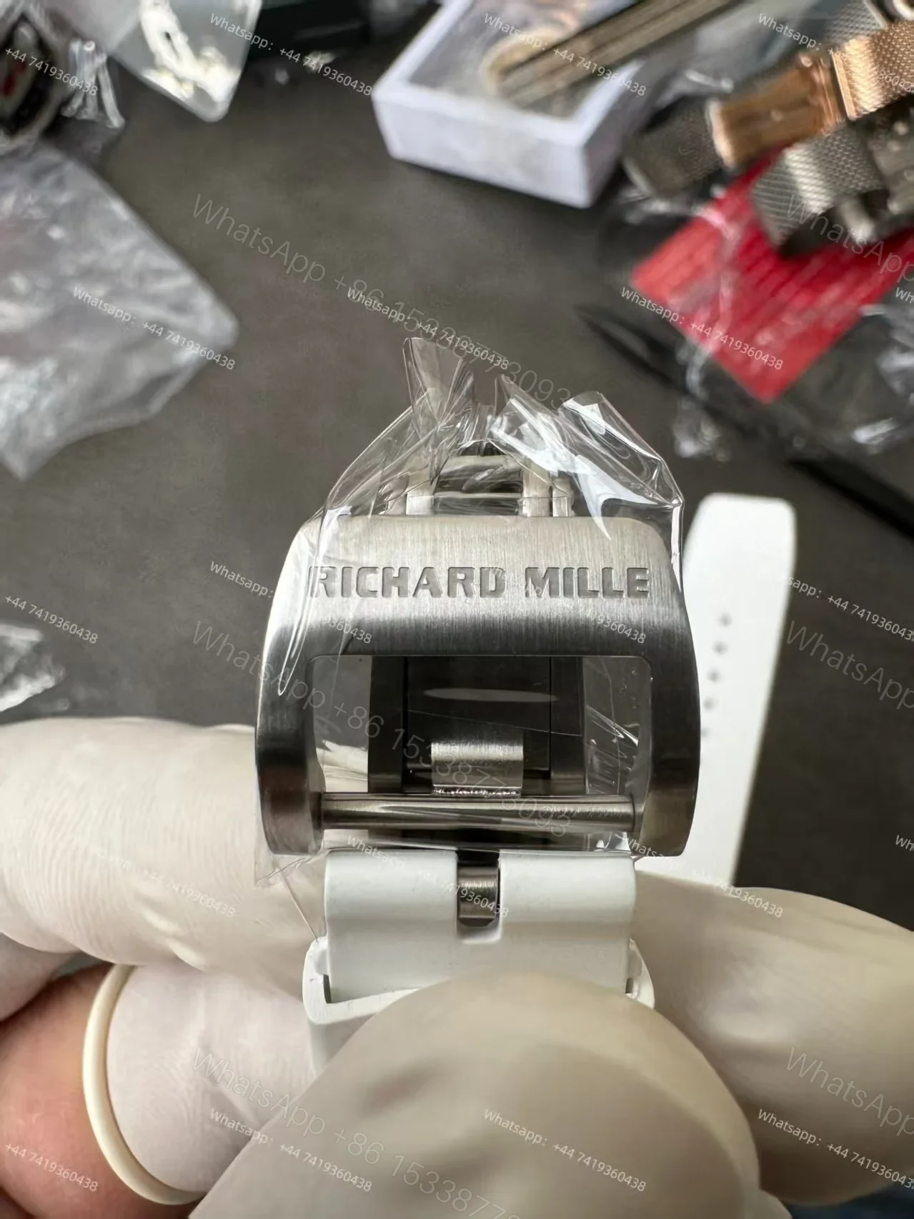 View 14 of Super Clone Richard Mille RM 07-01 White Ceramic Pink Diamond 1:1 Replica Watch