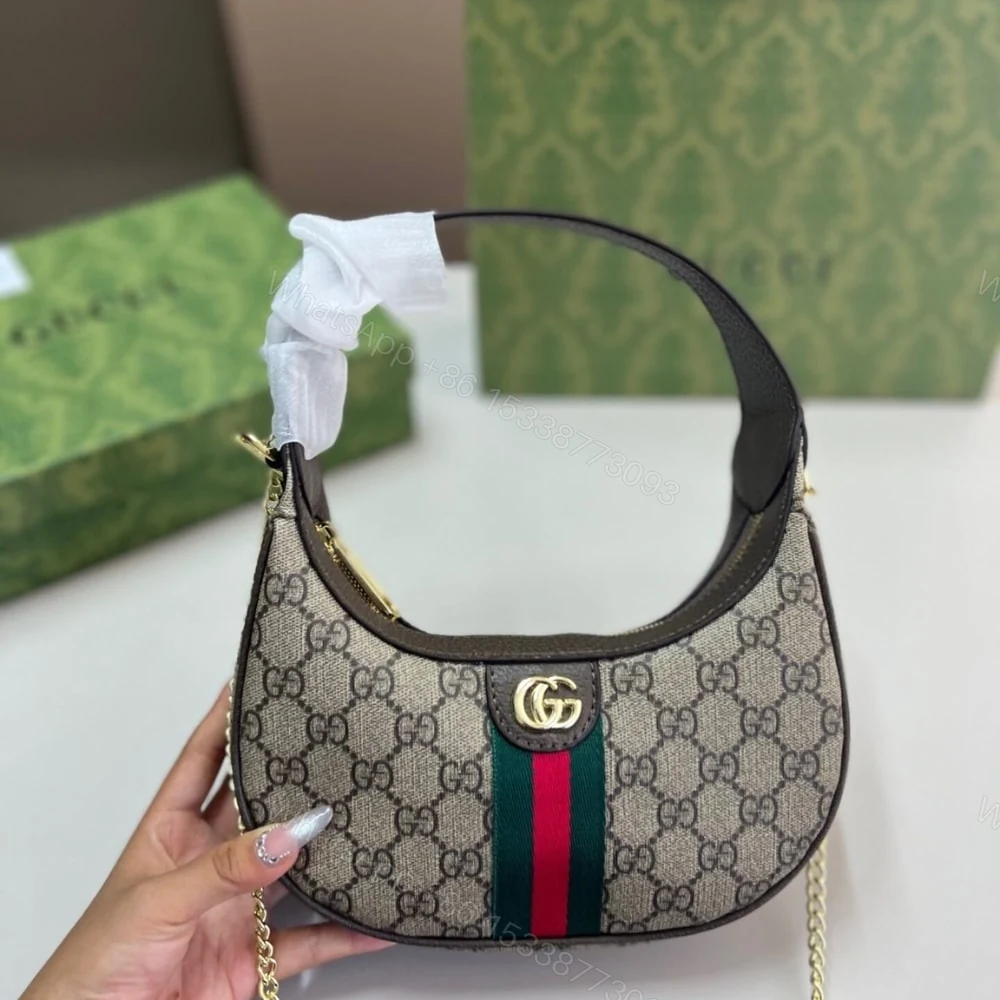 View 2 of GUCCI OPHIDIA SMALL SHOULDER BAG BEIGE AND DARK BROWN GG FABRIC 22CM 838463 FAE0P 9746