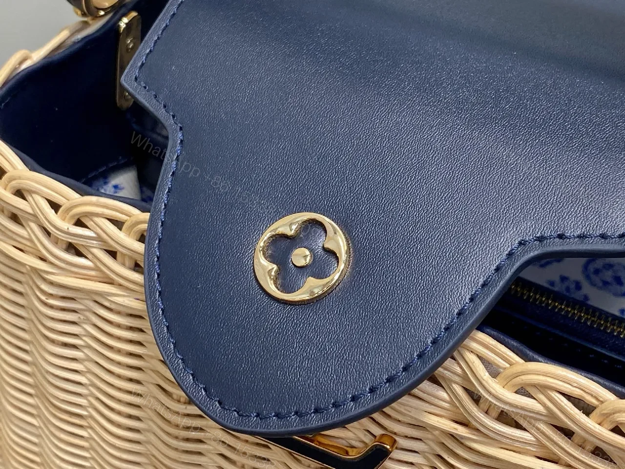 View 7 of Natural Rattan Bag + Leather Trim + Luxe Minimalist + LV-Inspired Accent + Handbag
