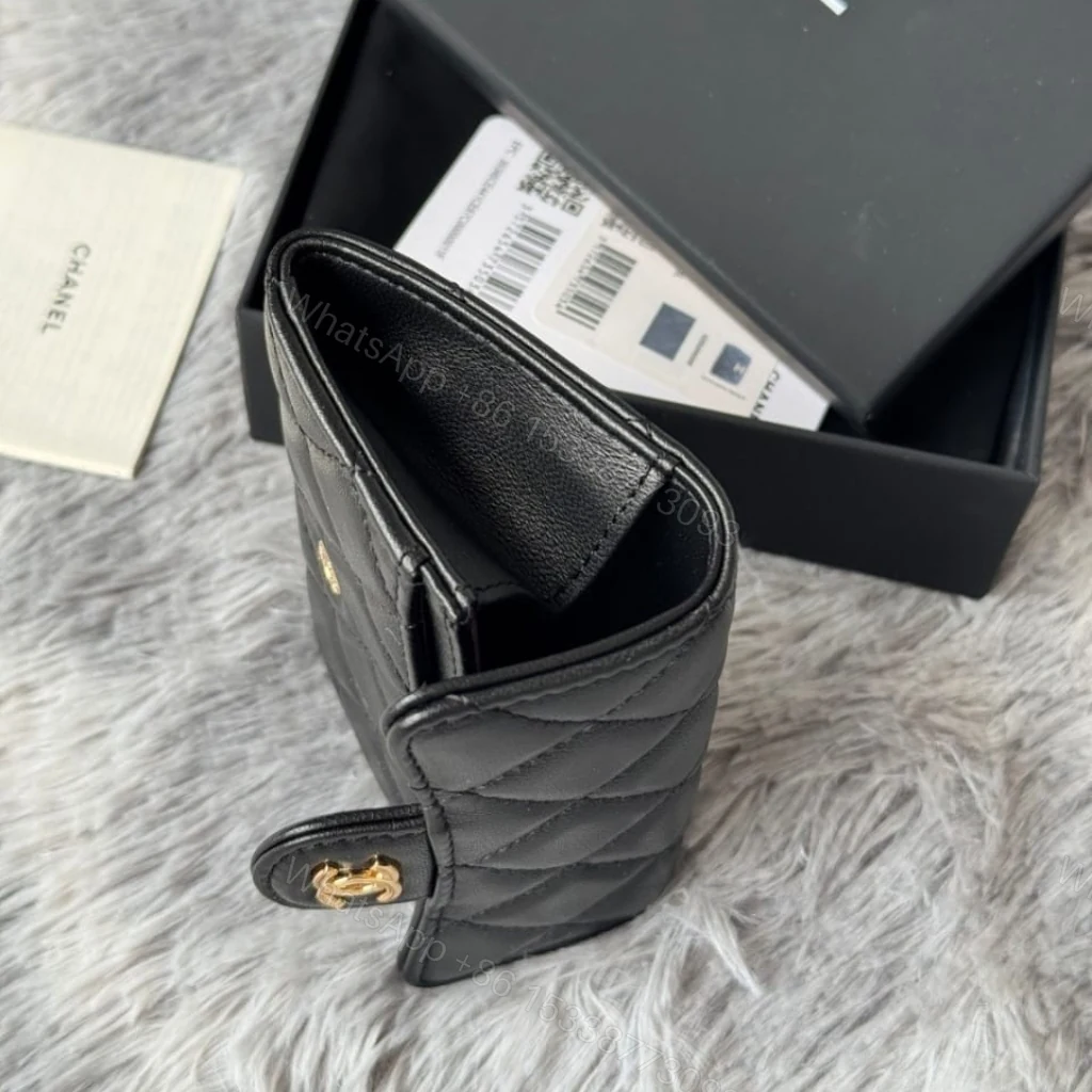 View 7 of Chanel Classic Card Holder With Gold Hardware Black 11Cm