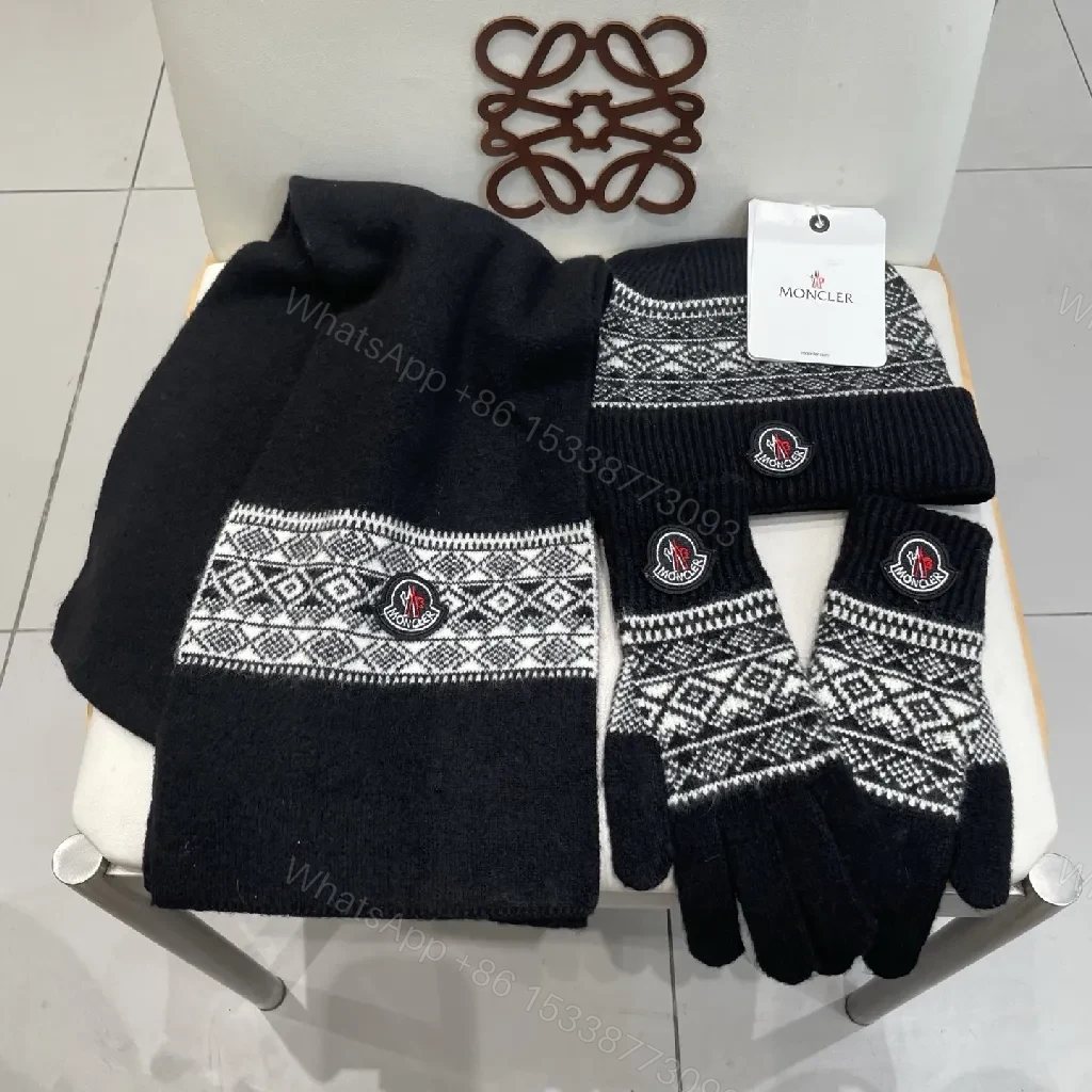 View 8 of Monochrome Knit Set: Premium Nordic-Patterned Warmth Accessories