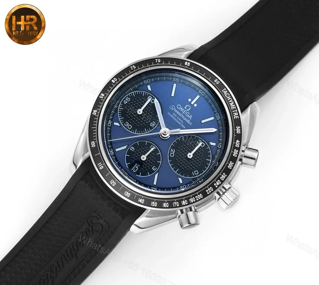 View 6 of Omega Speedmaster Professional 326.32.40.50.06.001 Multifunction Chronograph Watch Blue Dial Black Rubber Strap 40mm Stainless Steel Case