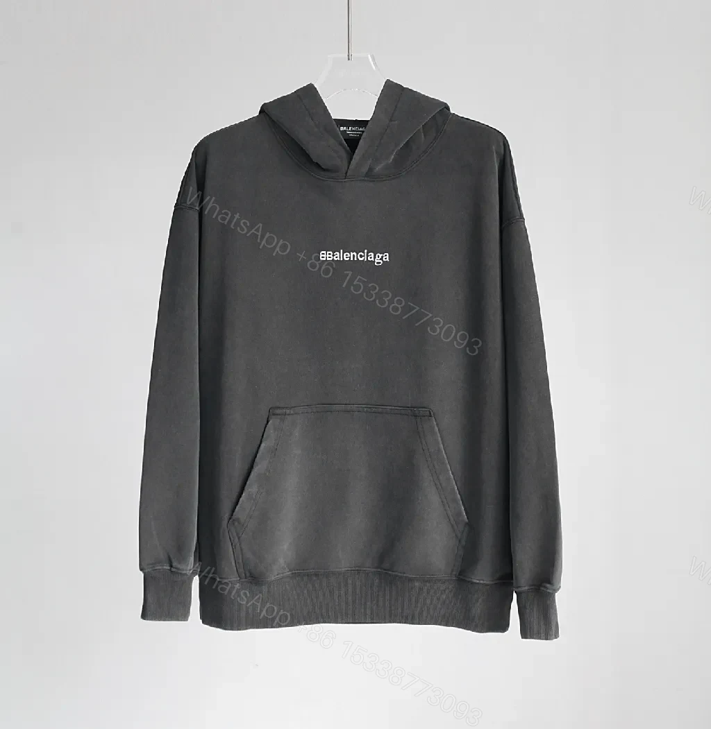 Charcoal Cotton-Blend Hoodie with Subtle Script Detail — view 1