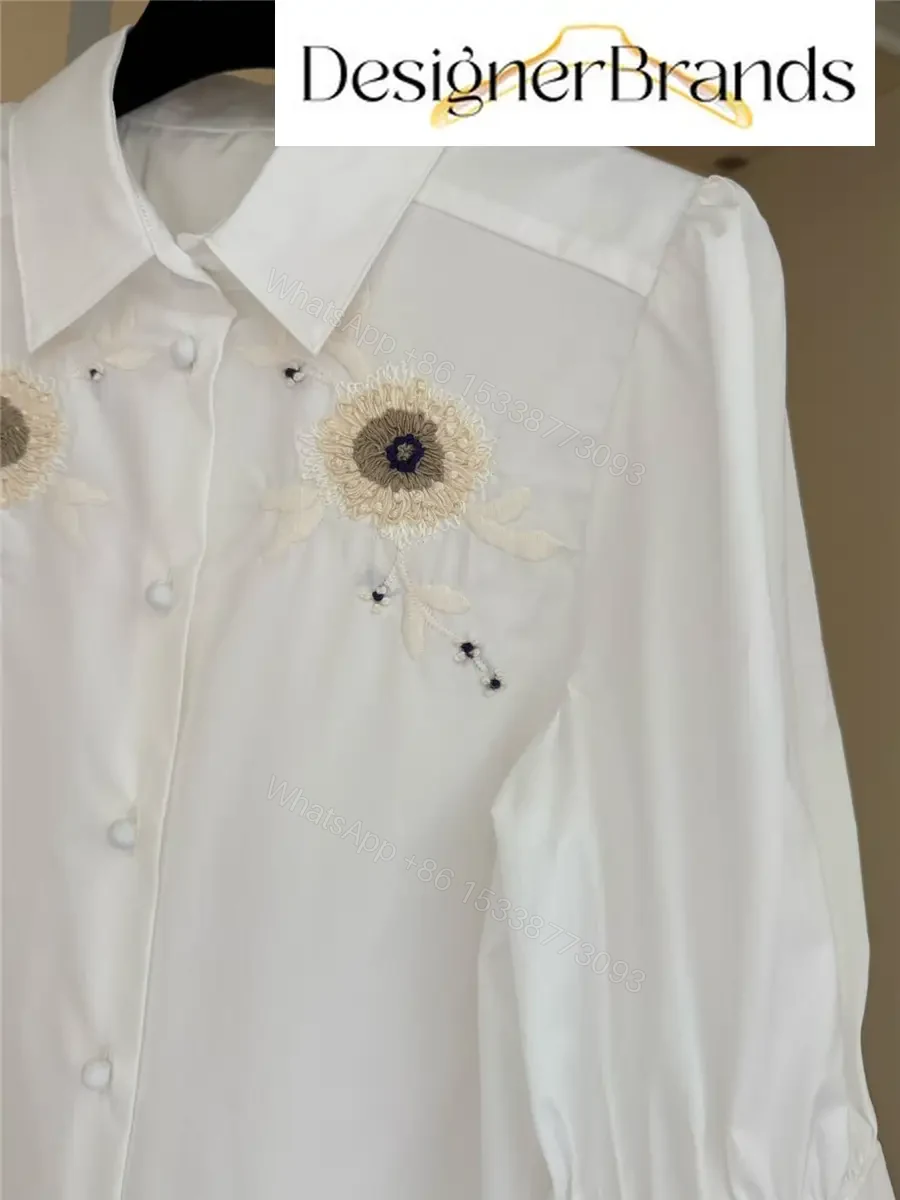 View 6 of Valentino Embroidered White Short-Sleeve Cotton Shirt