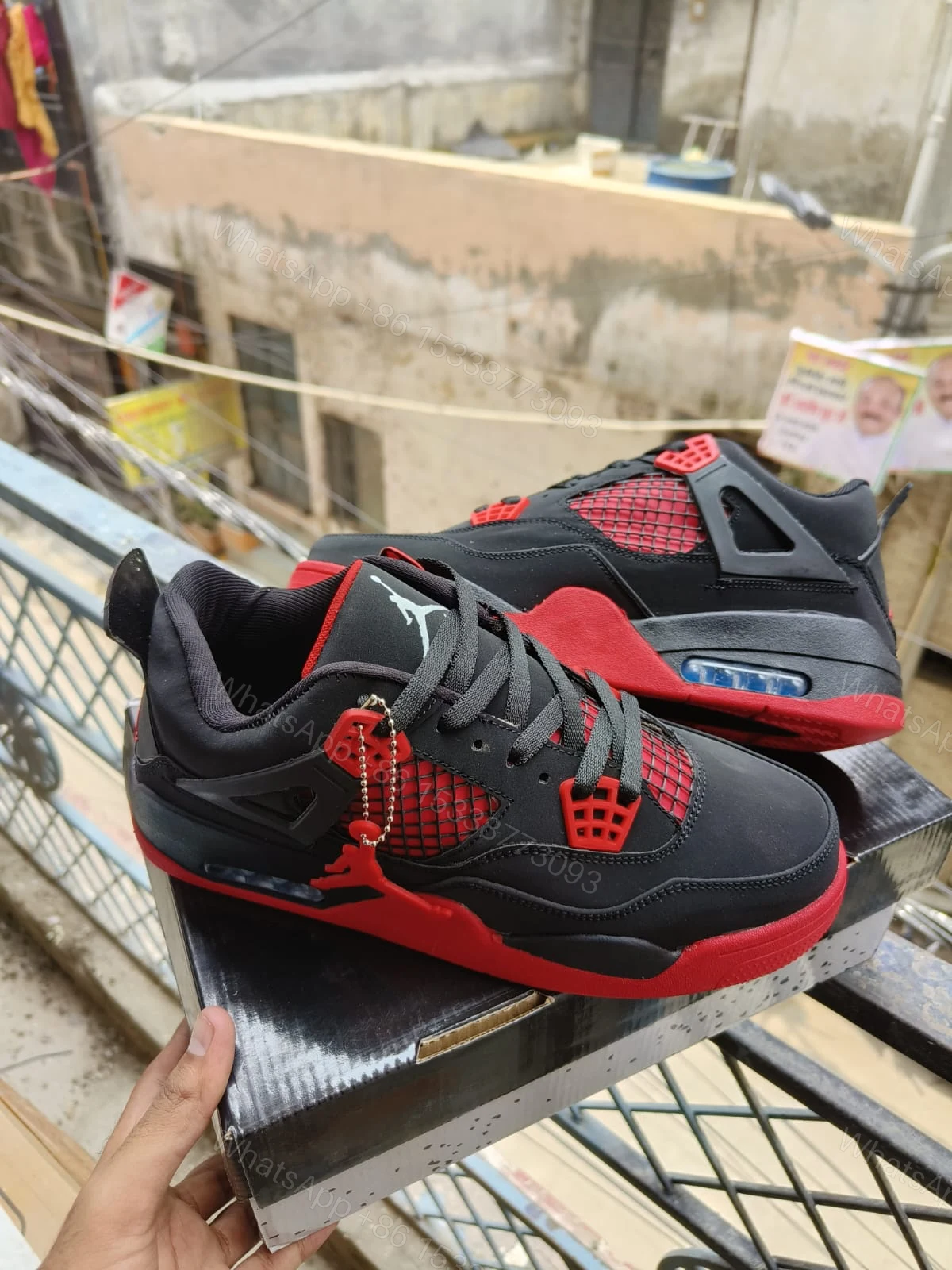 View 2 of BUY FIRST COPY NIKE JORDAN 4 “RED/BLACK” SNEAKERS