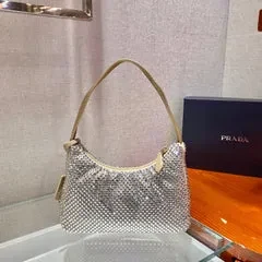 View 3 of SPARKLING HOBO BAG 23 IN BEIGE NYLON ATTACHED FULLY CRYSTALS