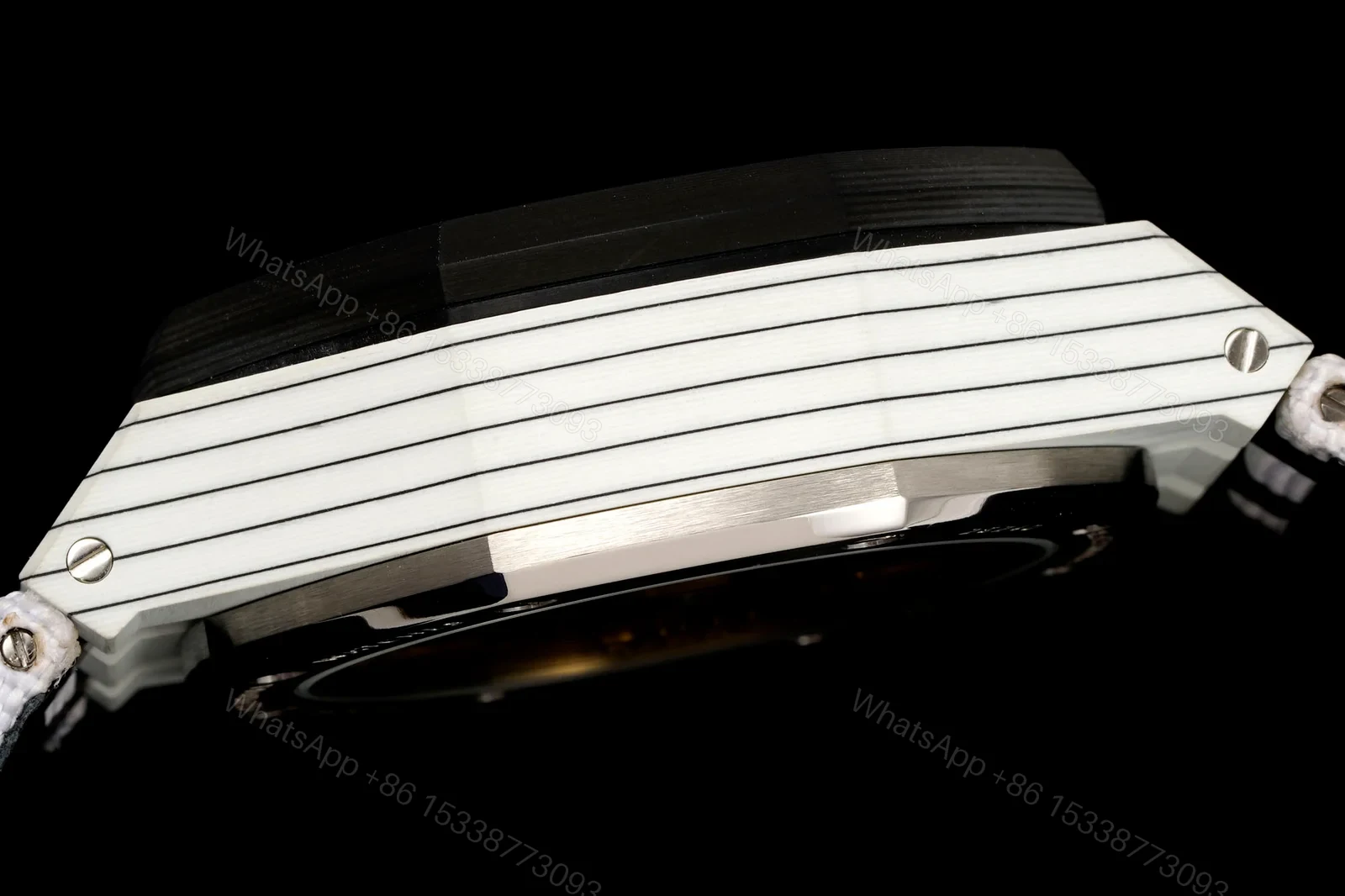 View 8 of Audemars Piguet Replica Royal Oak Chronograph 42MM Premium Carbon Bezel White Strap Edition AP-RO-CB-WHT-42