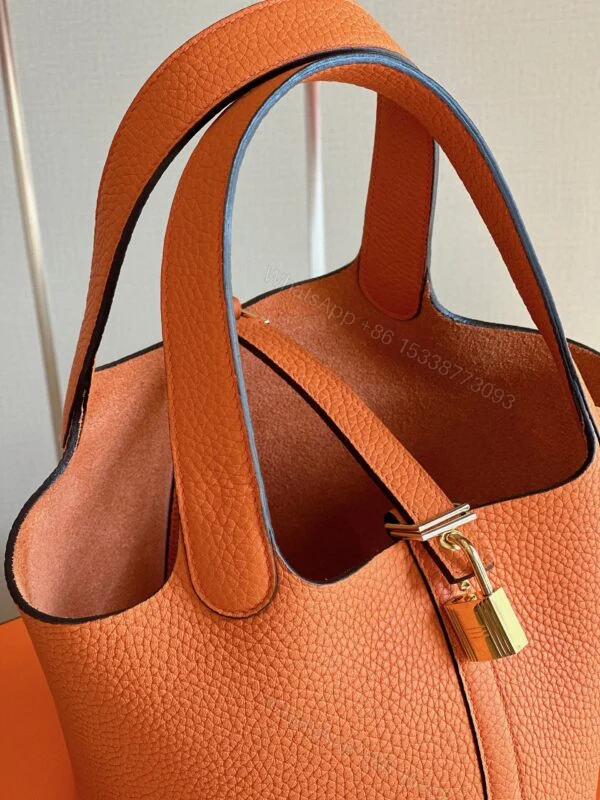 View 3 of Hermes Picotin 18 Orange Togo Leather Gold Hardware