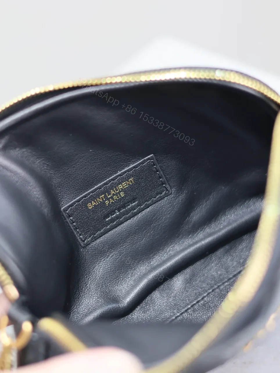View 9 of Quilted Crossbody Bag with Gold Emblem, Compact Style