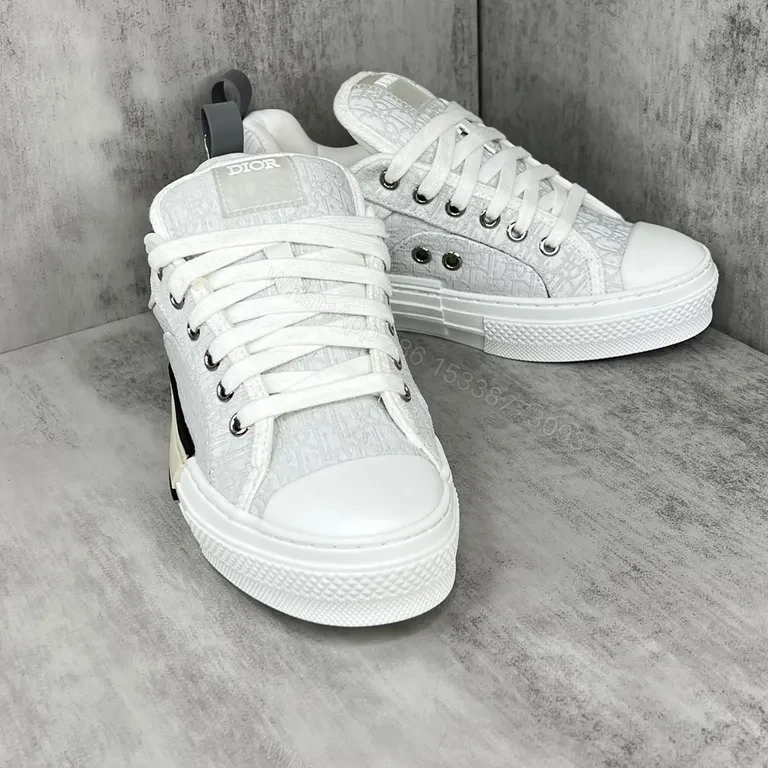 View 2 of White Dior-Influenced Luxury Sneaker: Subtle Monogram, All-Day Comfort