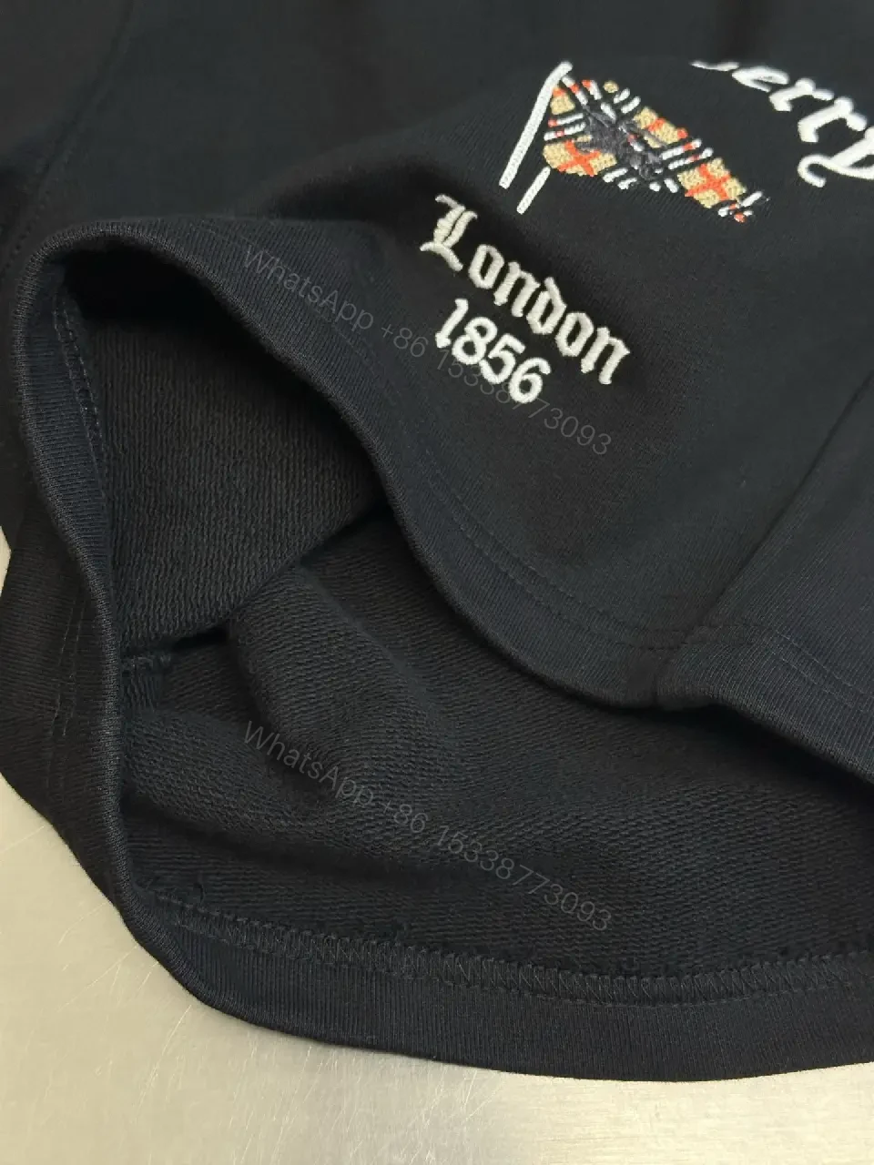 View 8 of Black Cotton Shorts Burberry London Logo Key Feature Elastic Waistband Shorts