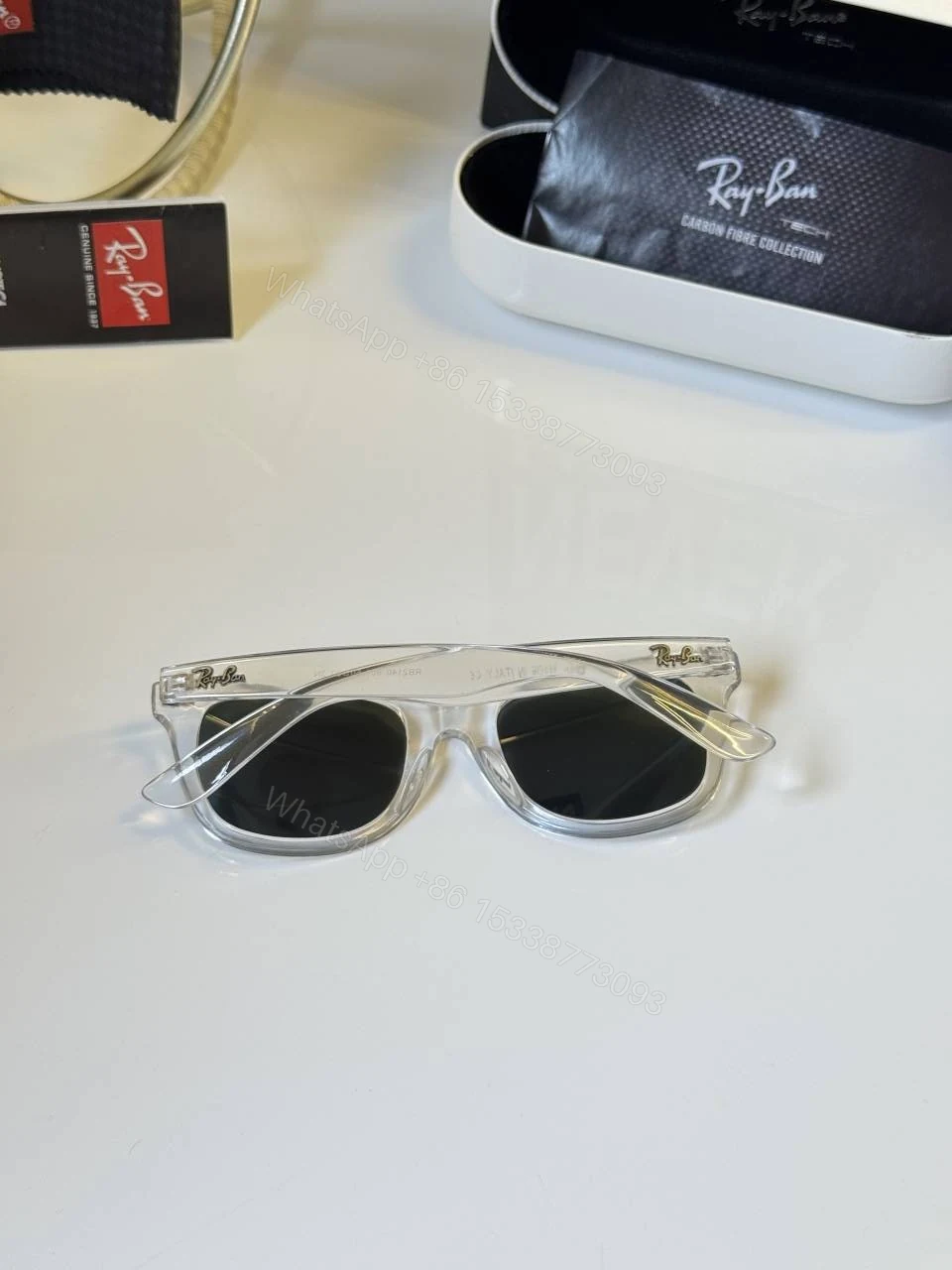 View 2 of First Copy Ray Ban 2140 Wayfarer White Green Men’s Sunglasses Glass Quality