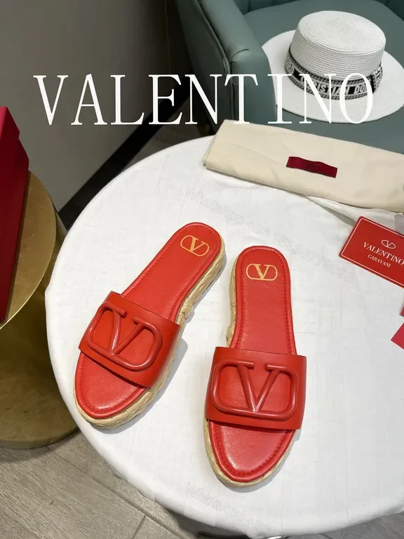 View 8 of Red Valentino Red Calf Leather Espadrille Slide - Bold Luxury Comfort