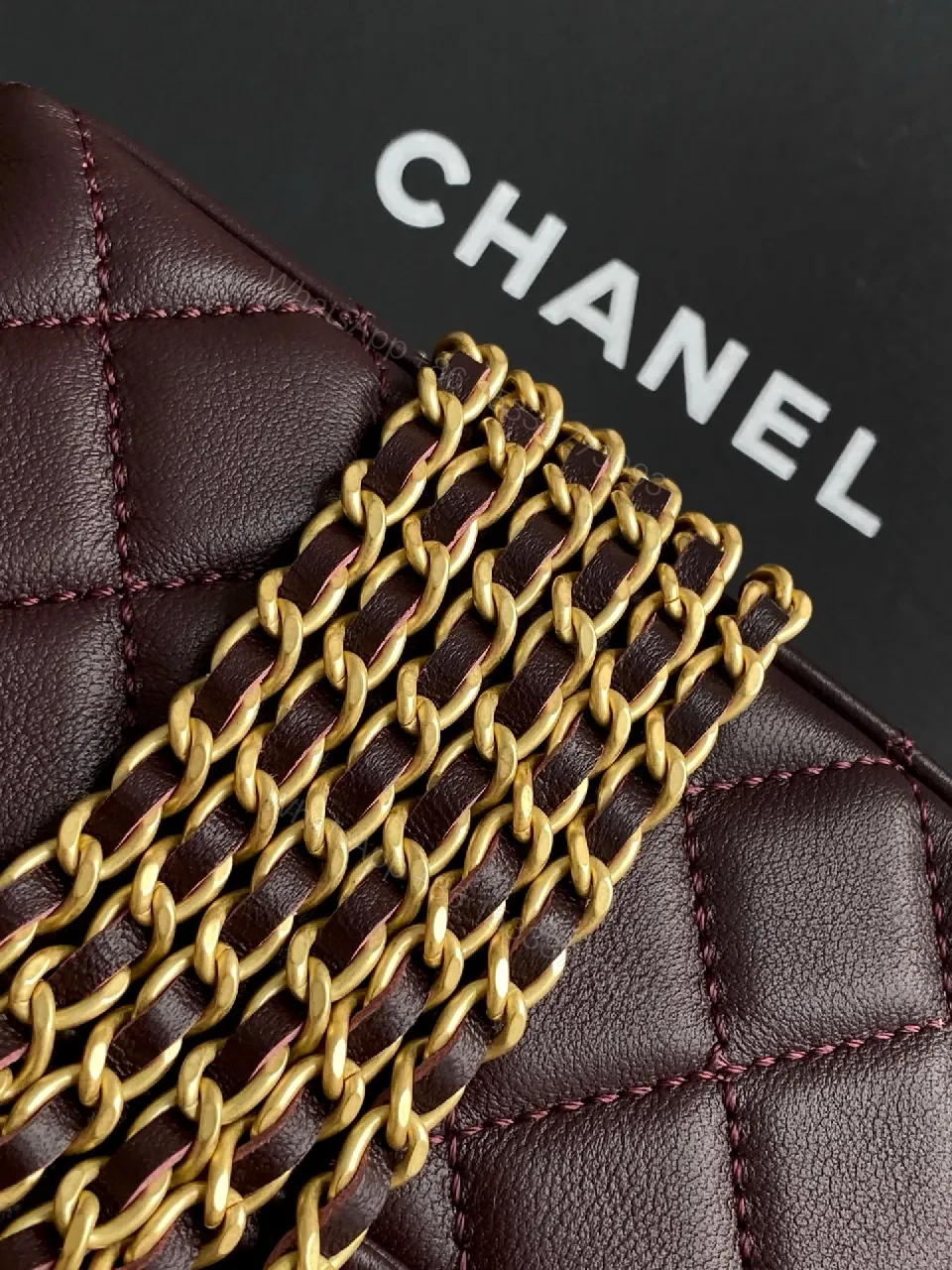 View 8 of Burgundy Quilted Lambskin Shoulder Bag - Luxe Everyday Style