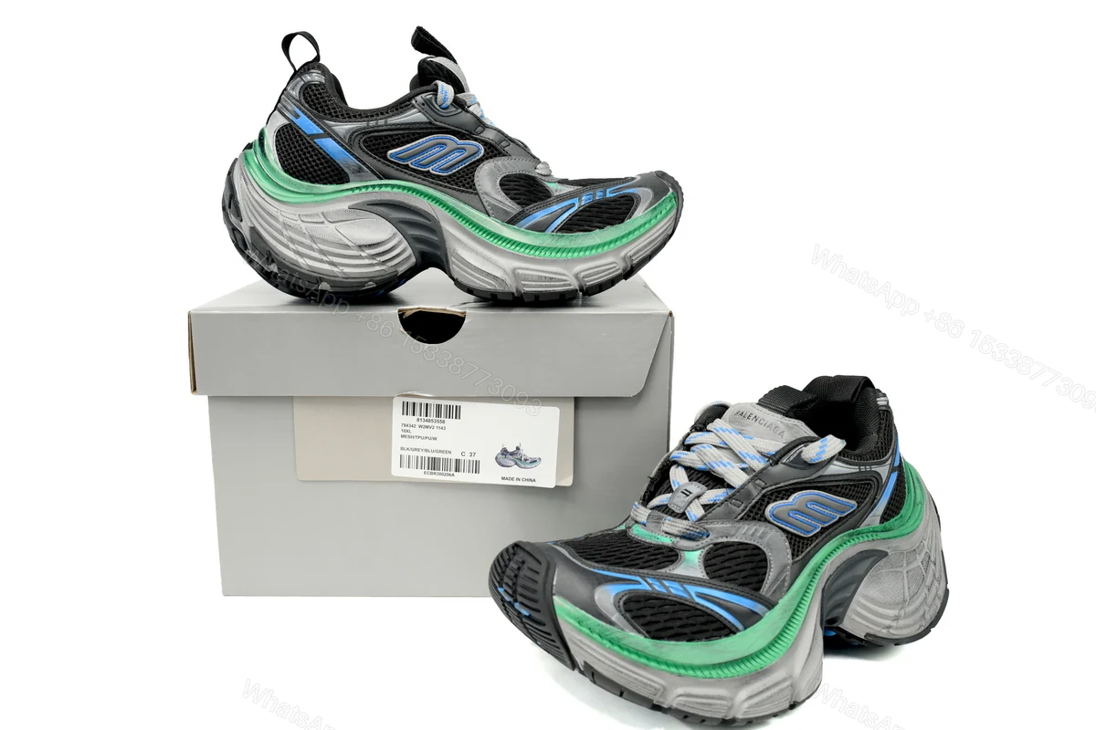 Balenciaga 10 XL Black Blue Green 784342 W2MV2 1143 — view 2