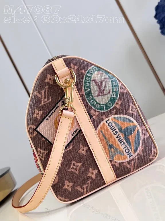 View 3 of Boho-Chic LV Patchwork Satchel: Elevated Everyday Luxury