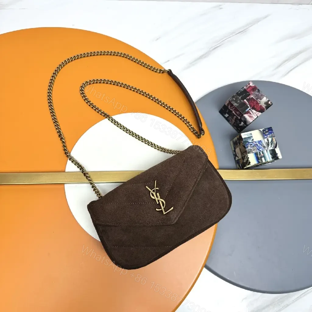 Lux Velvet YSL-Inspired Shoulder Bag in Rich Brown — view 1