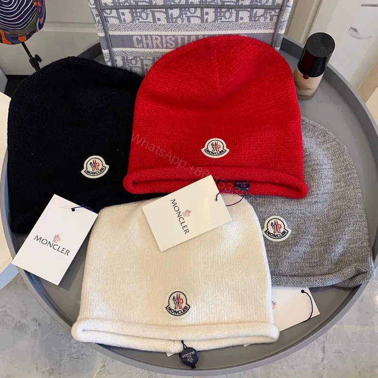 View 9 of Moncler Black Wool-Blend Knit Beanie - Minimal Luxury