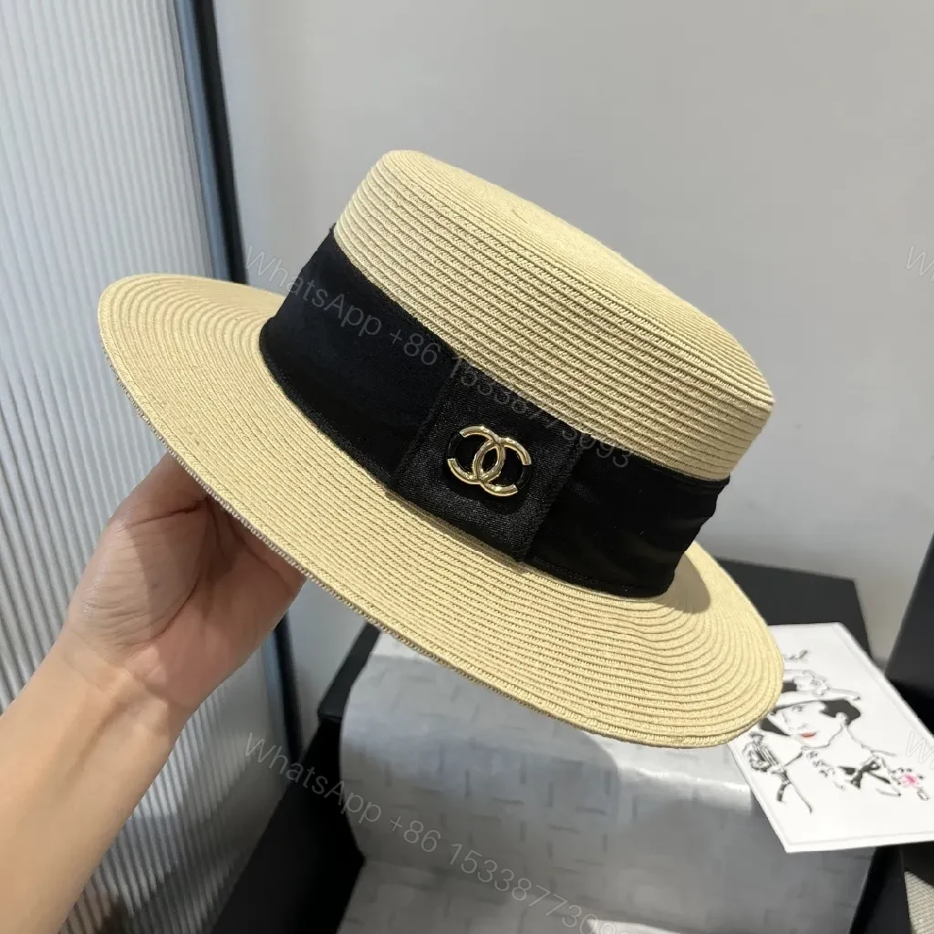 View 3 of Straw Boater Hat with Satin Band – All-Season Chic