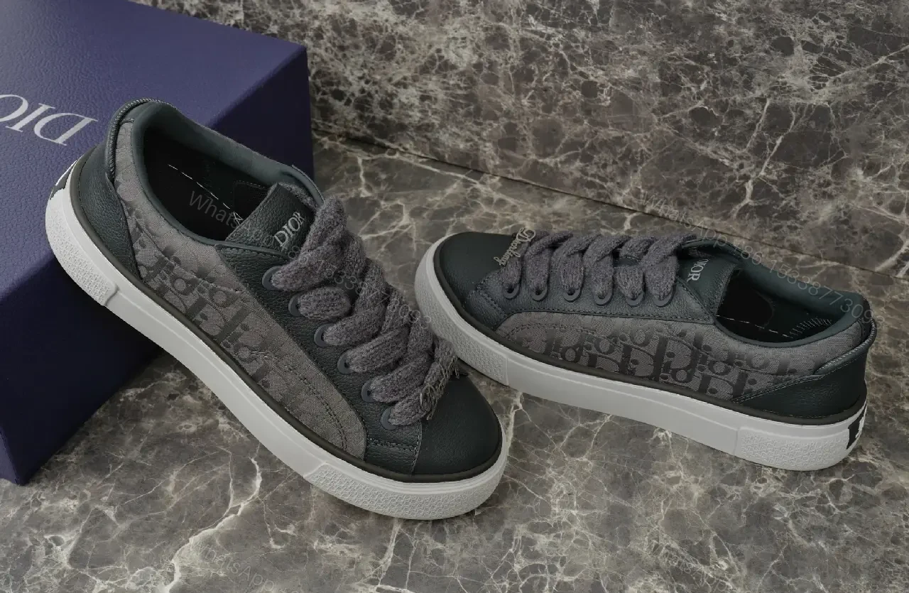 View 9 of Monogram Texture Leather Low-Top Sneakers for All-Day Comfort