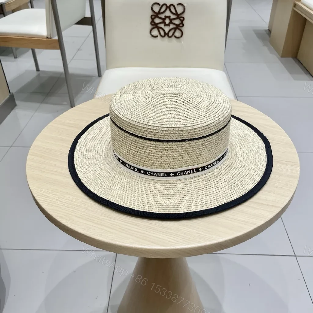 View 9 of Chic Straw Boater Hat with Luxe Band – Everyday Luxury