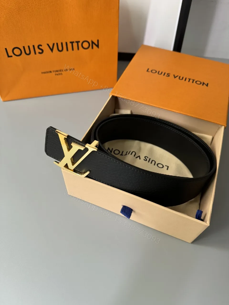 View 8 of Chic Black Leather Belt with Gold Buckle - Luxury Poise