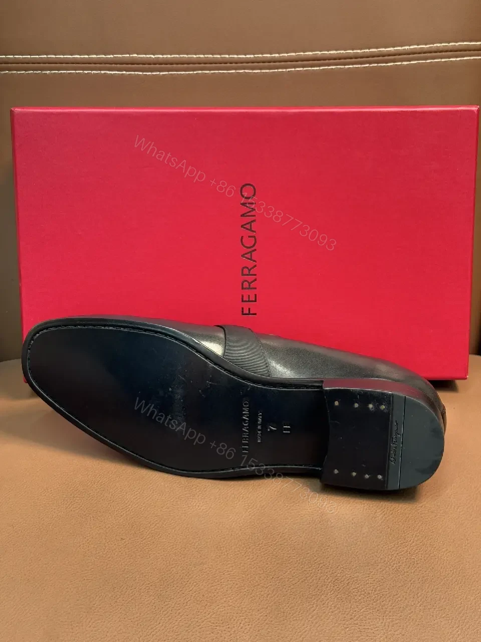 View 7 of Black Leather Slip-On Loafers with Subtle Hardware
