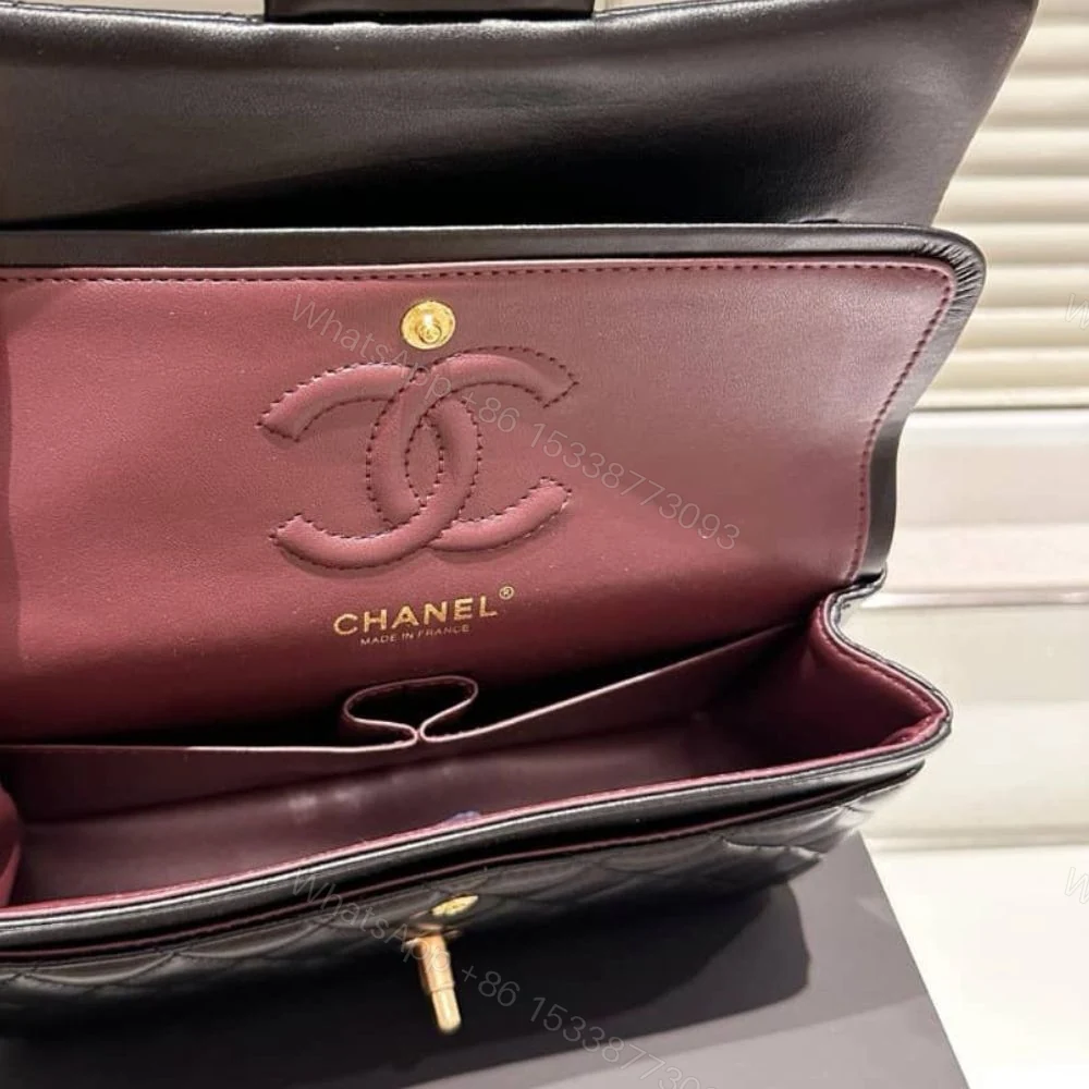 View 6 of Chanel Classic Flap Black Gold Hardware 25Cm
