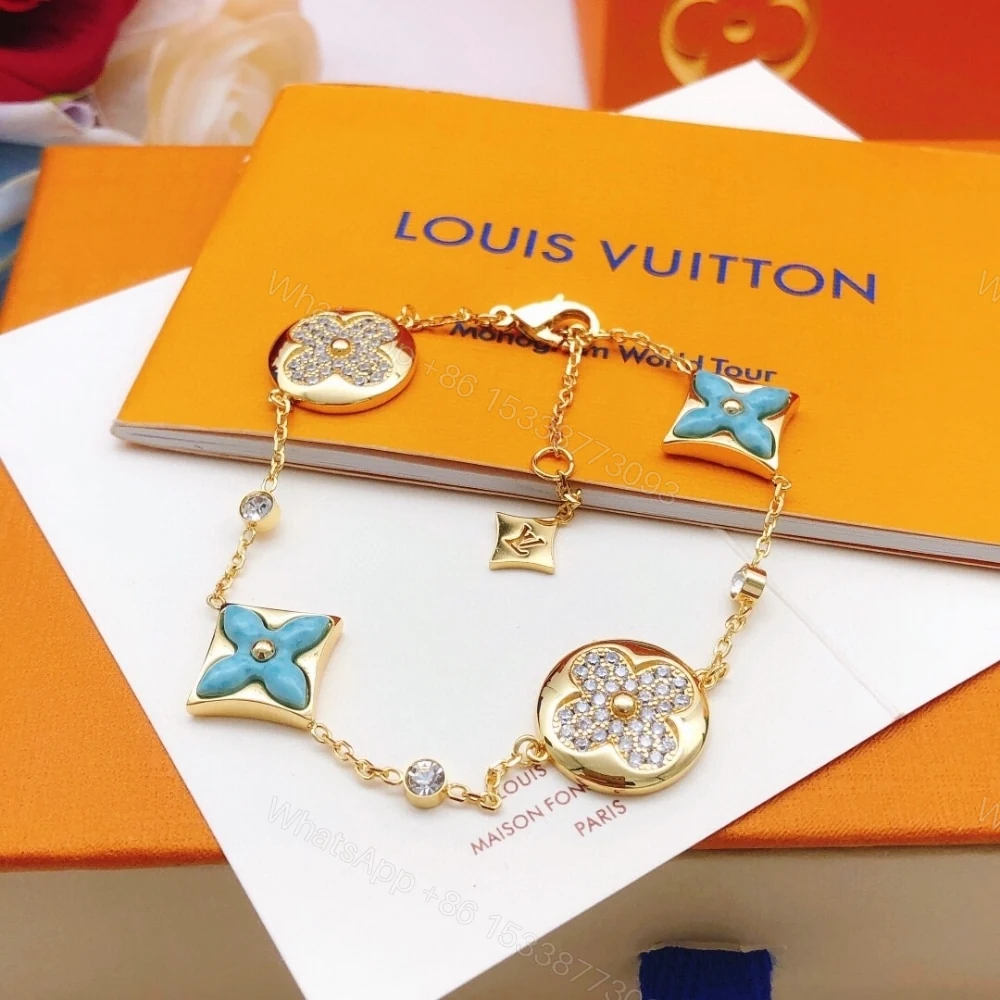 View 2 of Louis Vuitton Color Blossom BB Bracelet Gold Tone With Blue Q05979
