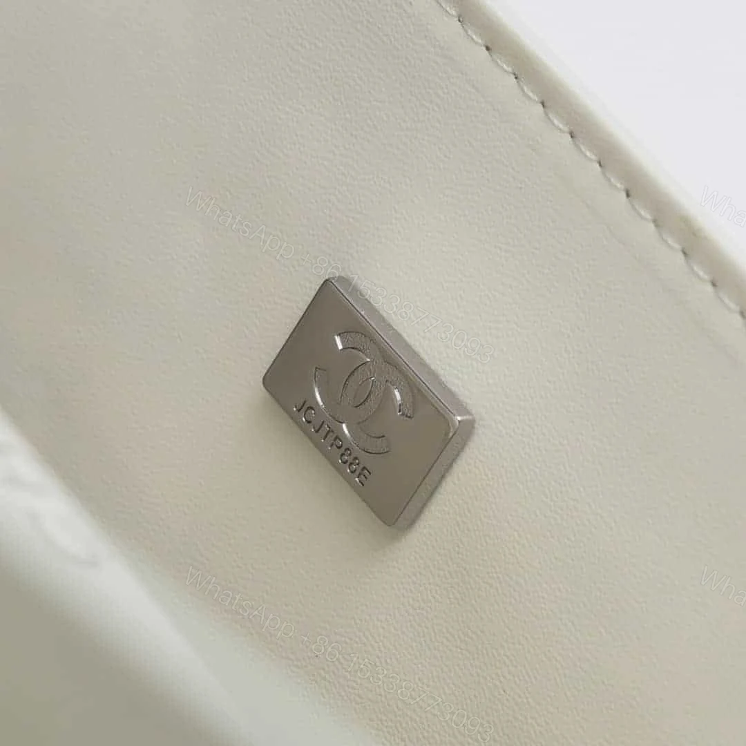 View 6 of CHANEL CLASSIC DOUBLE FLAP BAG WHITE SILVER HARDWARE 25CM
