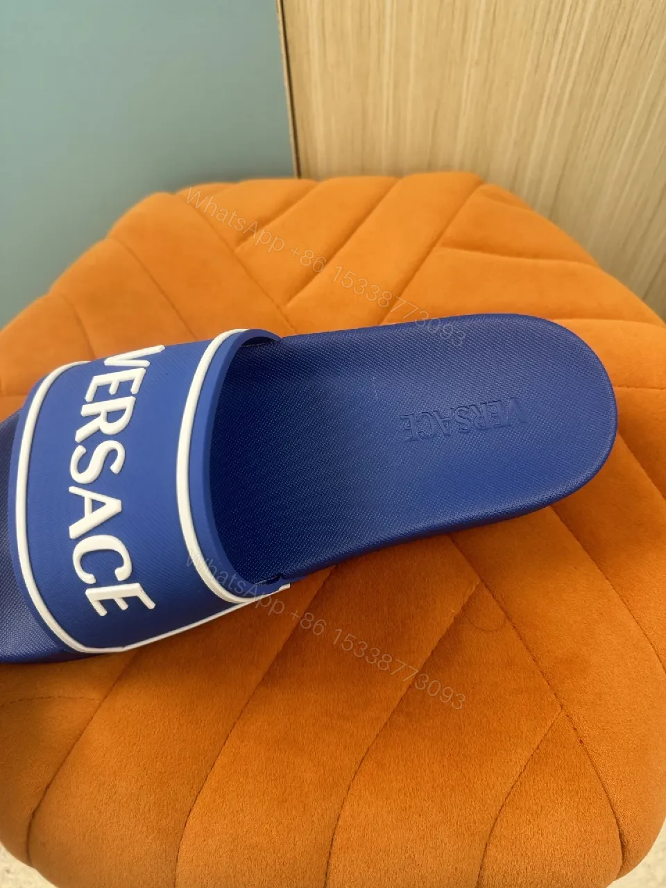 View 6 of Bold Blue Logo Slides: Lux, Cushioned, Quick-Dry Slip-On