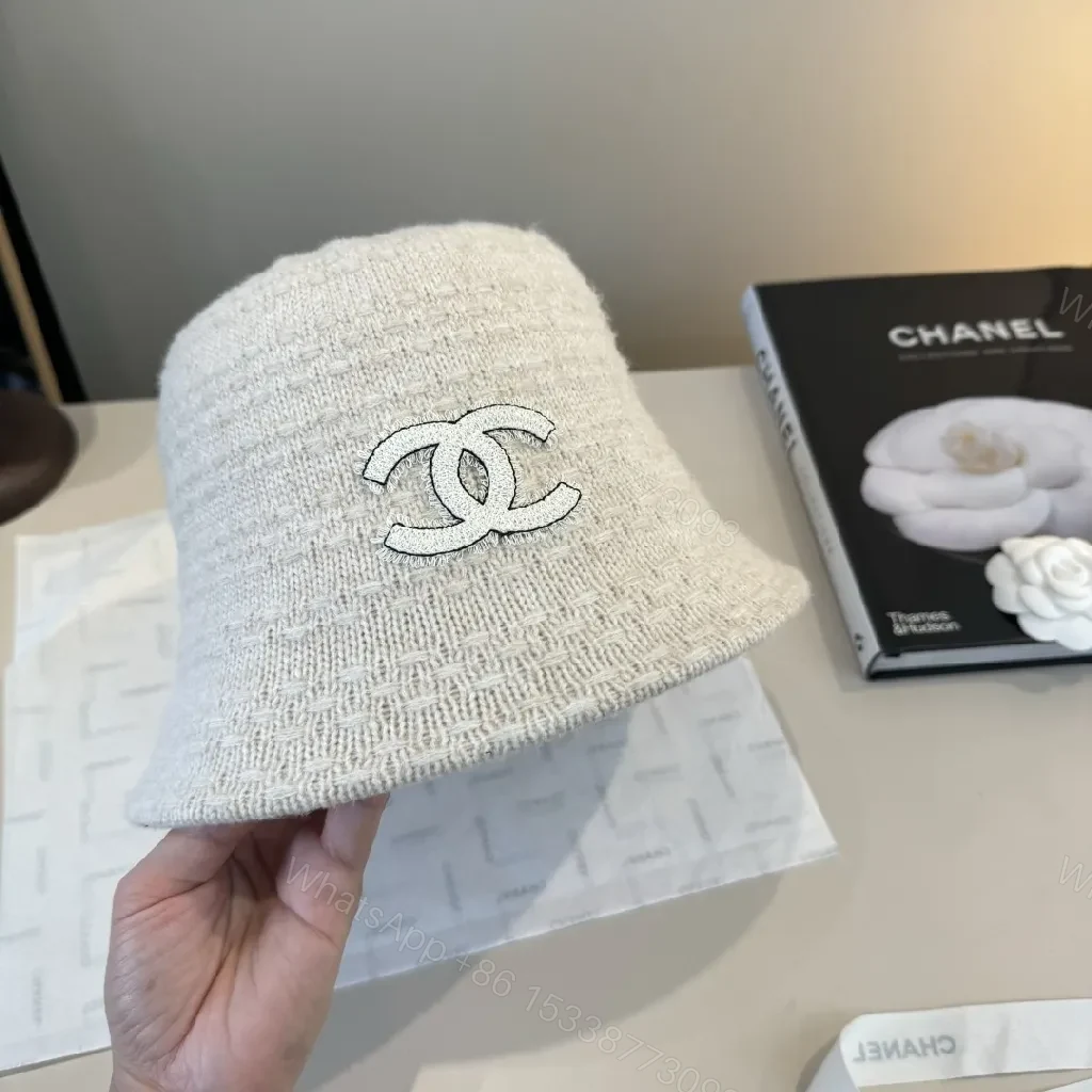 View 6 of Soft-knit White Bucket Hat with Subtle Logo Embroidery