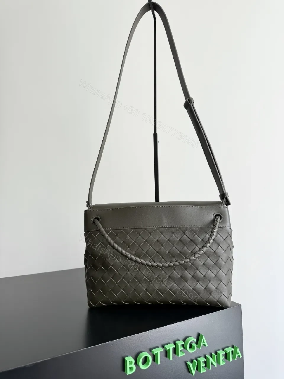 View 8 of Chic Texture Crossbody: Woven Leather, Sculpted Hardware, Compact Style