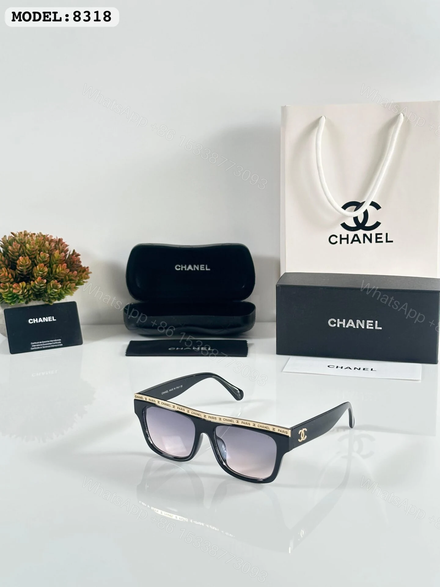 Chanel 8318 Black Gradient Oversized Sunglasses — view 1