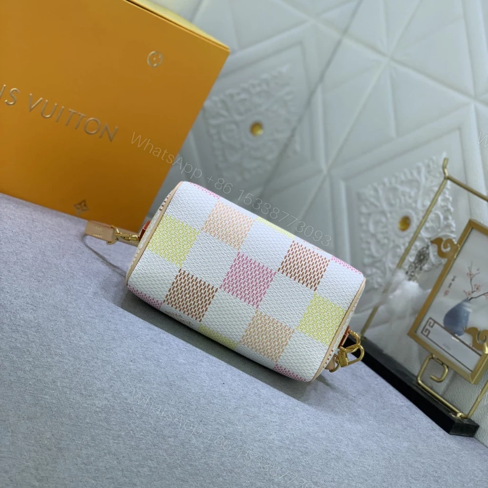 View 4 of Louis Vuitton Speedy Bandoulière Damier Canvas Peach 20Cm