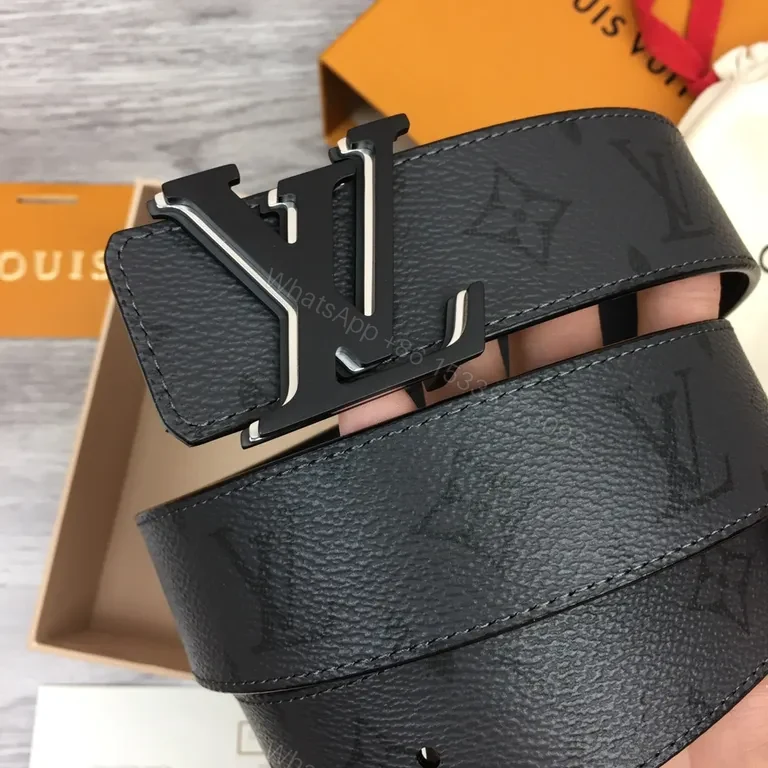 View 5 of Bold LV Buckle Black Leather Belt â€” Luxury Everyday Style