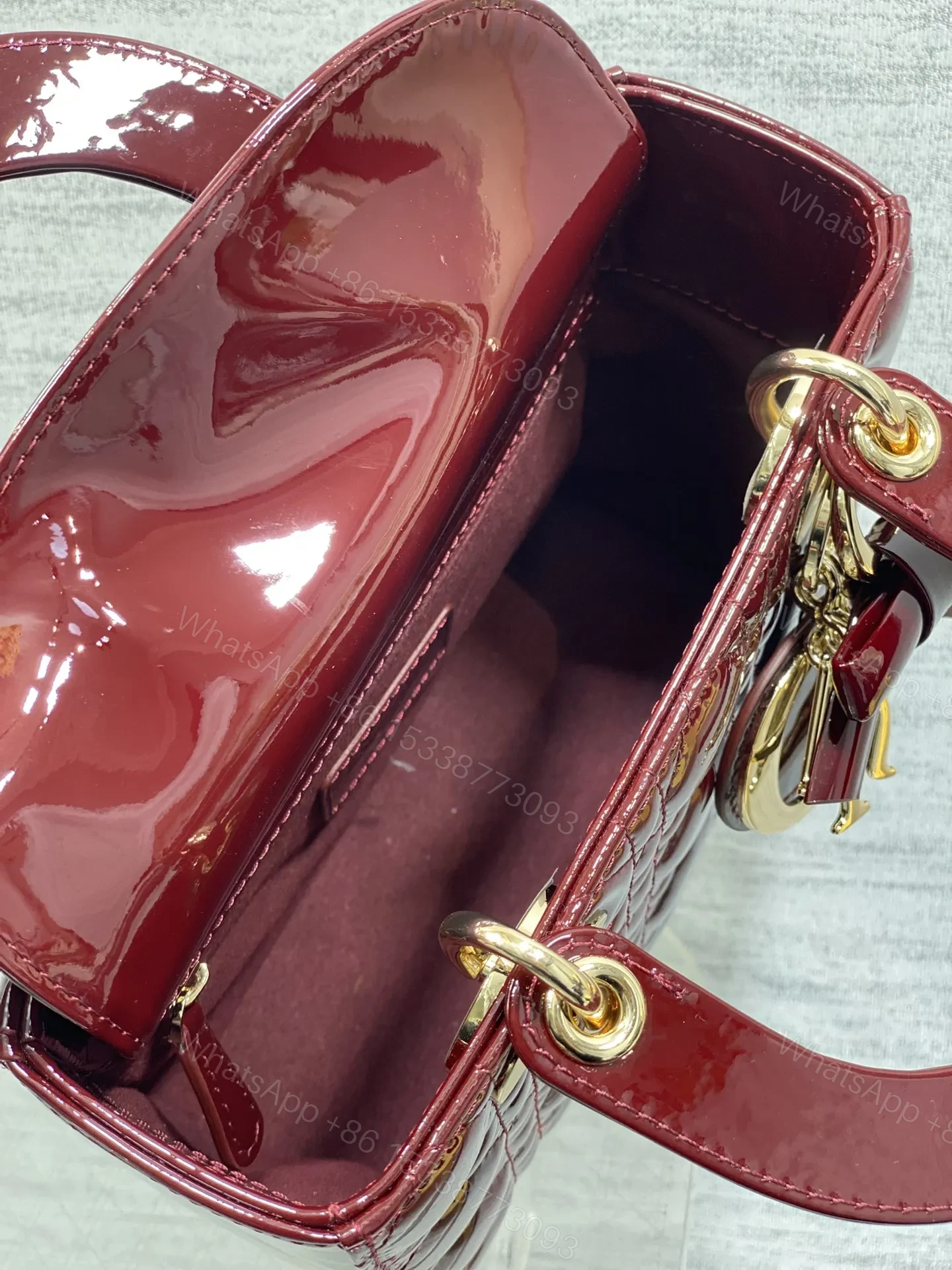 View 7 of CHRISTIAN DIOR LADY DIOR BURGUNDY GOLD HARDWARE