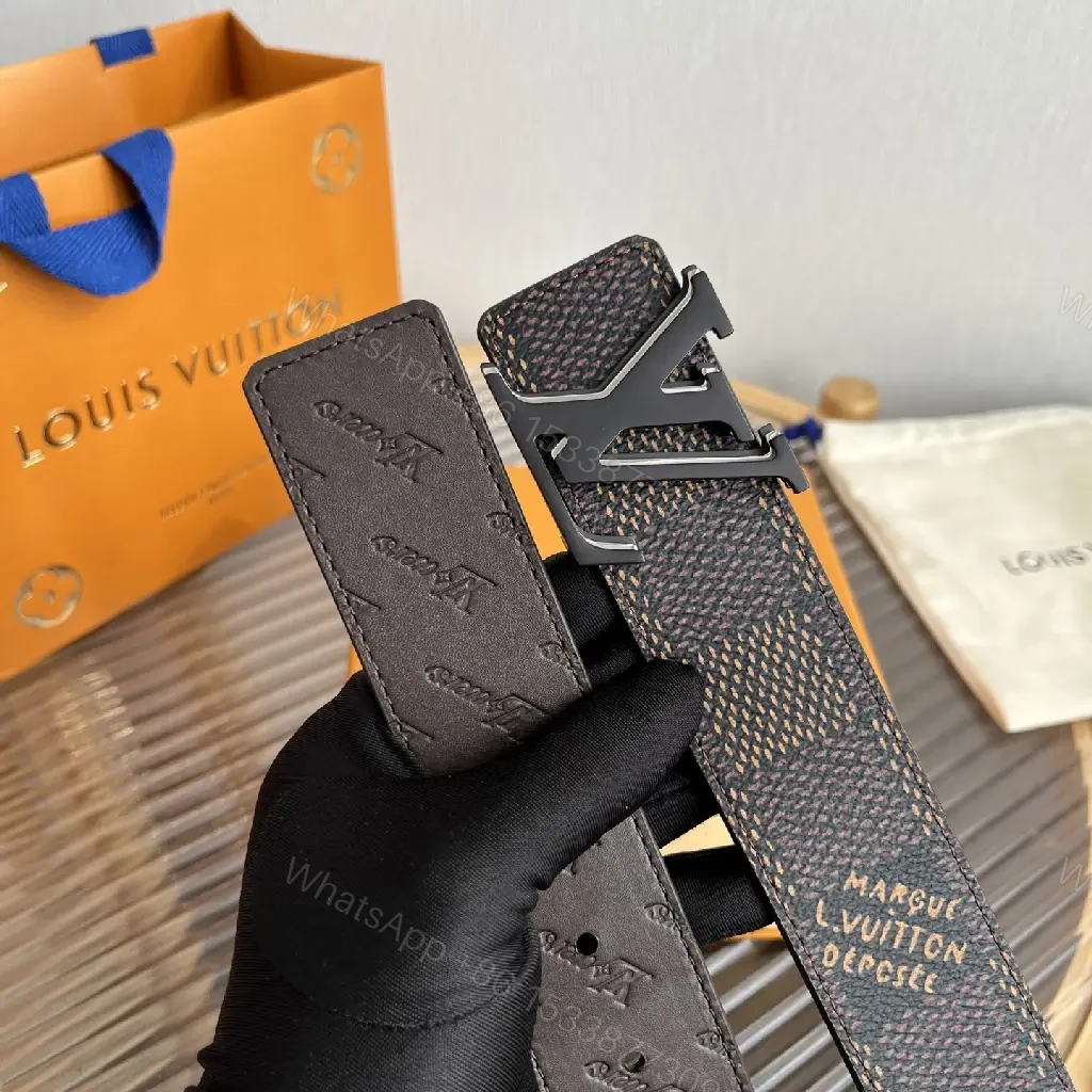 View 10 of Dark Gray Speckled Belt with LV Monogram Buckle Belt