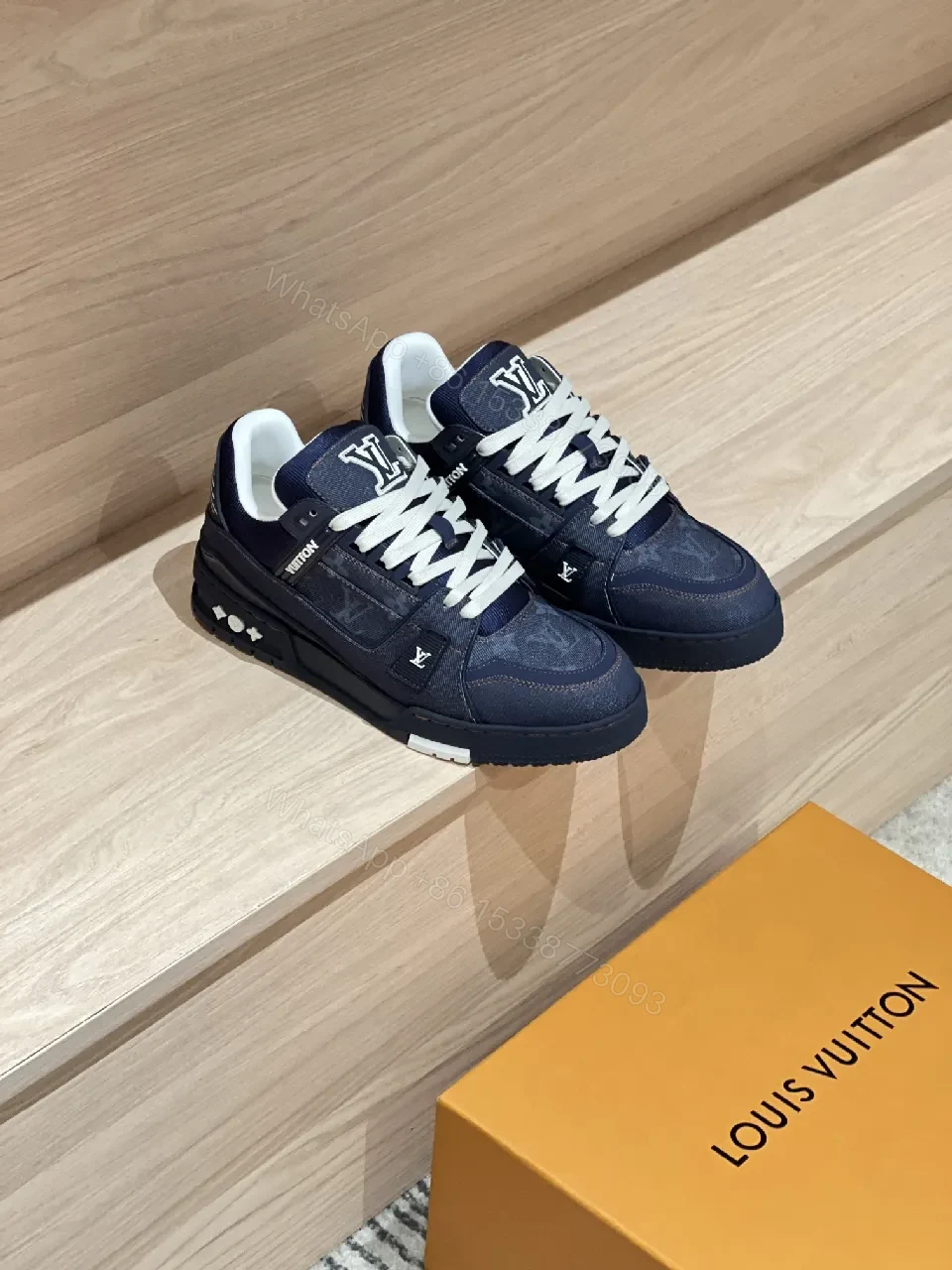 Dark Denim-Effect Luxe High-Tops with Signature Hardware — view 1