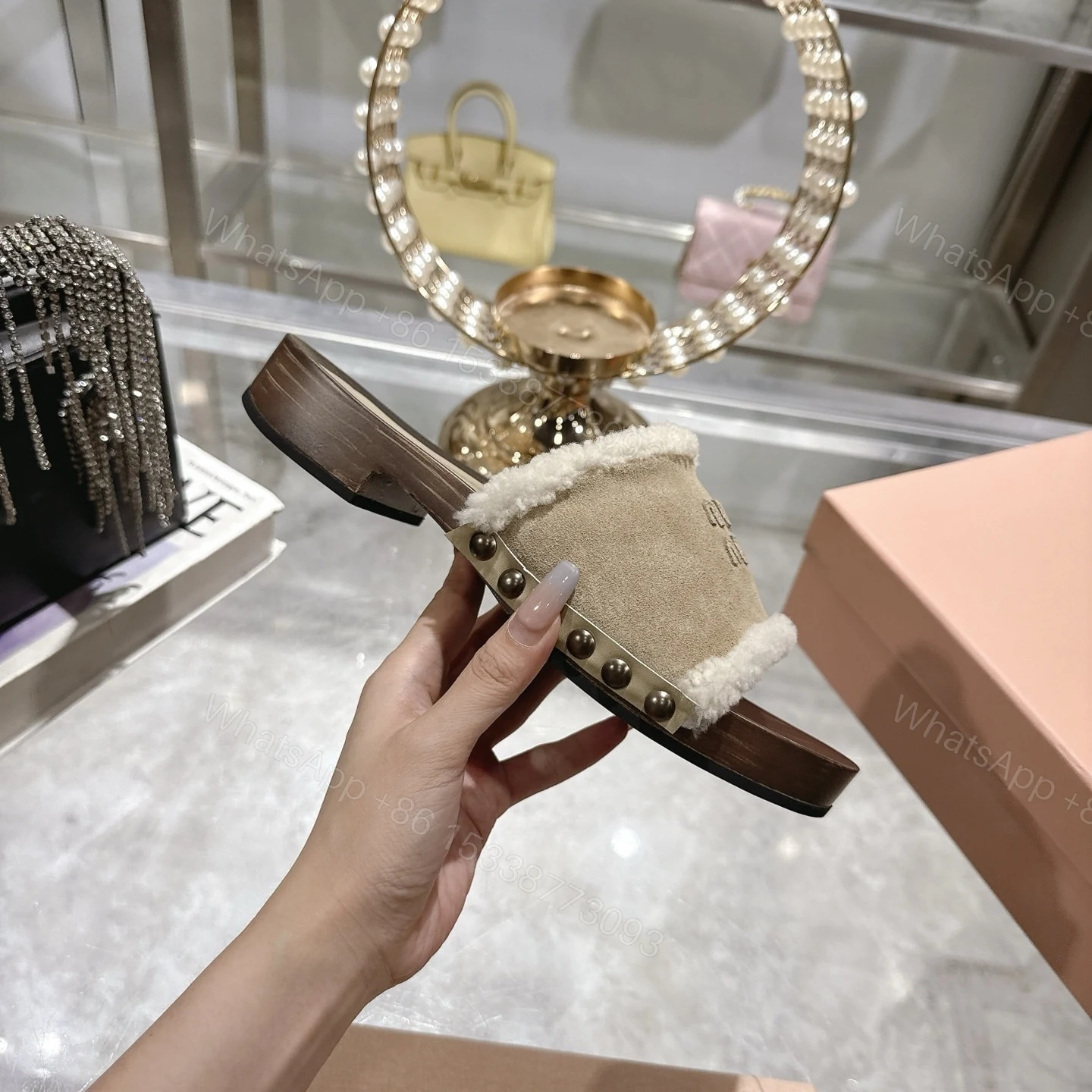 View 6 of MIUMIU SUEDE CLOGS DESERT BEIGE 5Z505E Z0G F0F24 F ZF30
