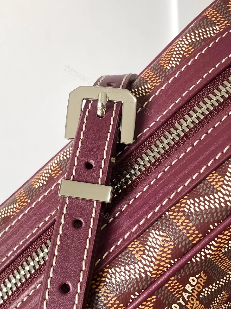 View 4 of Burgundy Monogram Crossbody: Structured, Luxe, Compact