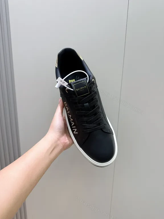 View 8 of Black Leather Low-Top Sneaker â€” BALMAIN Luxury Comfort