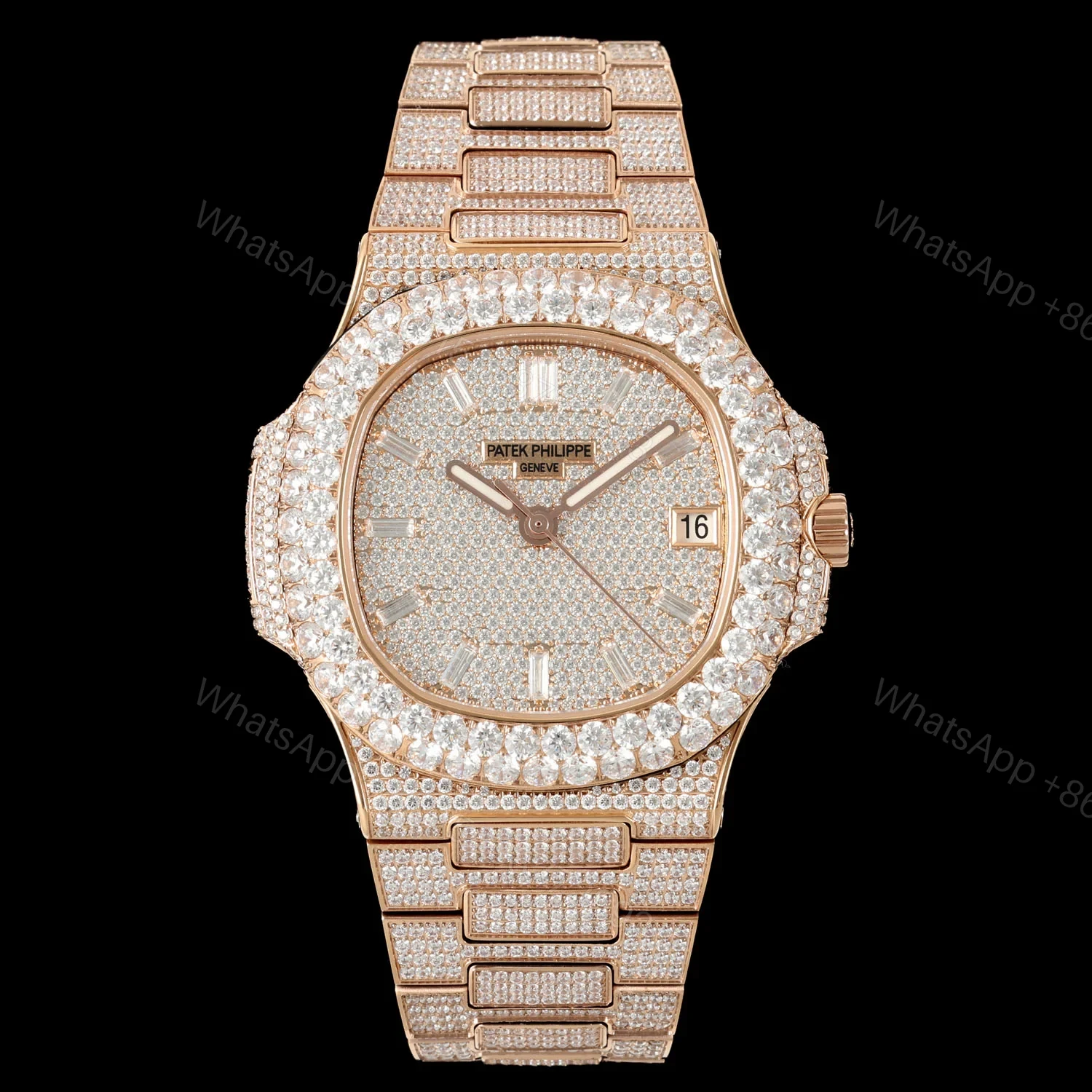 Patek Philippe Nautilus 5711 Diamond Pavé Watch 40mm Full Diamond White Gold Style Edition AMG-PP-BD1-5711-2600-FD — view 1