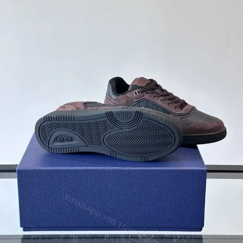 View 4 of DIOR B27 UPTOWN LOW-TOP SNEAKERS DEEP BROWN SUEDE, BLACK SMOOTH CALFSKIN – CD214