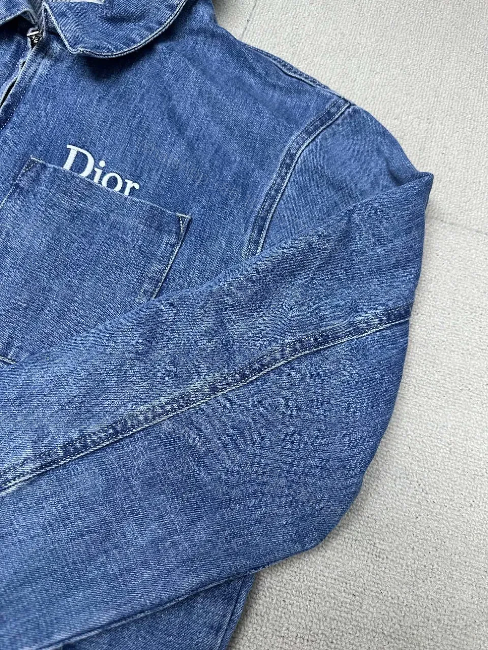 View 10 of Denim Jacket: Mid-Wash, Zipper Closure, Classic Edge