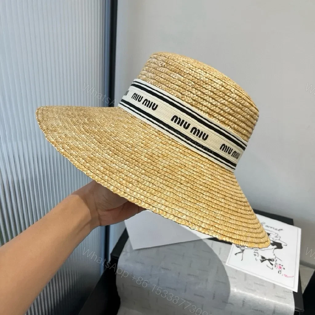 View 2 of Straw Sunhat + Beige Straw + Classic + Subtle Logo Detail + Hat