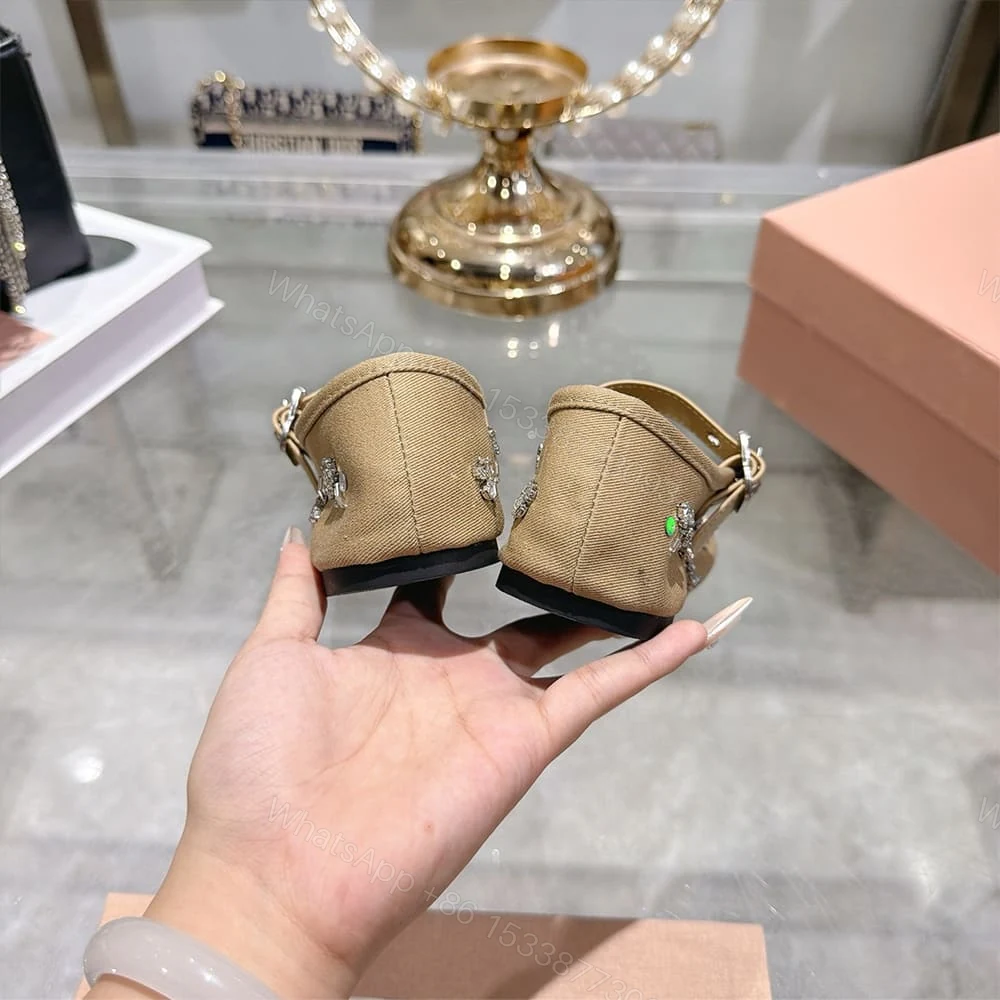 View 8 of MIUMIU Embroidered drill ballerinas 785575
