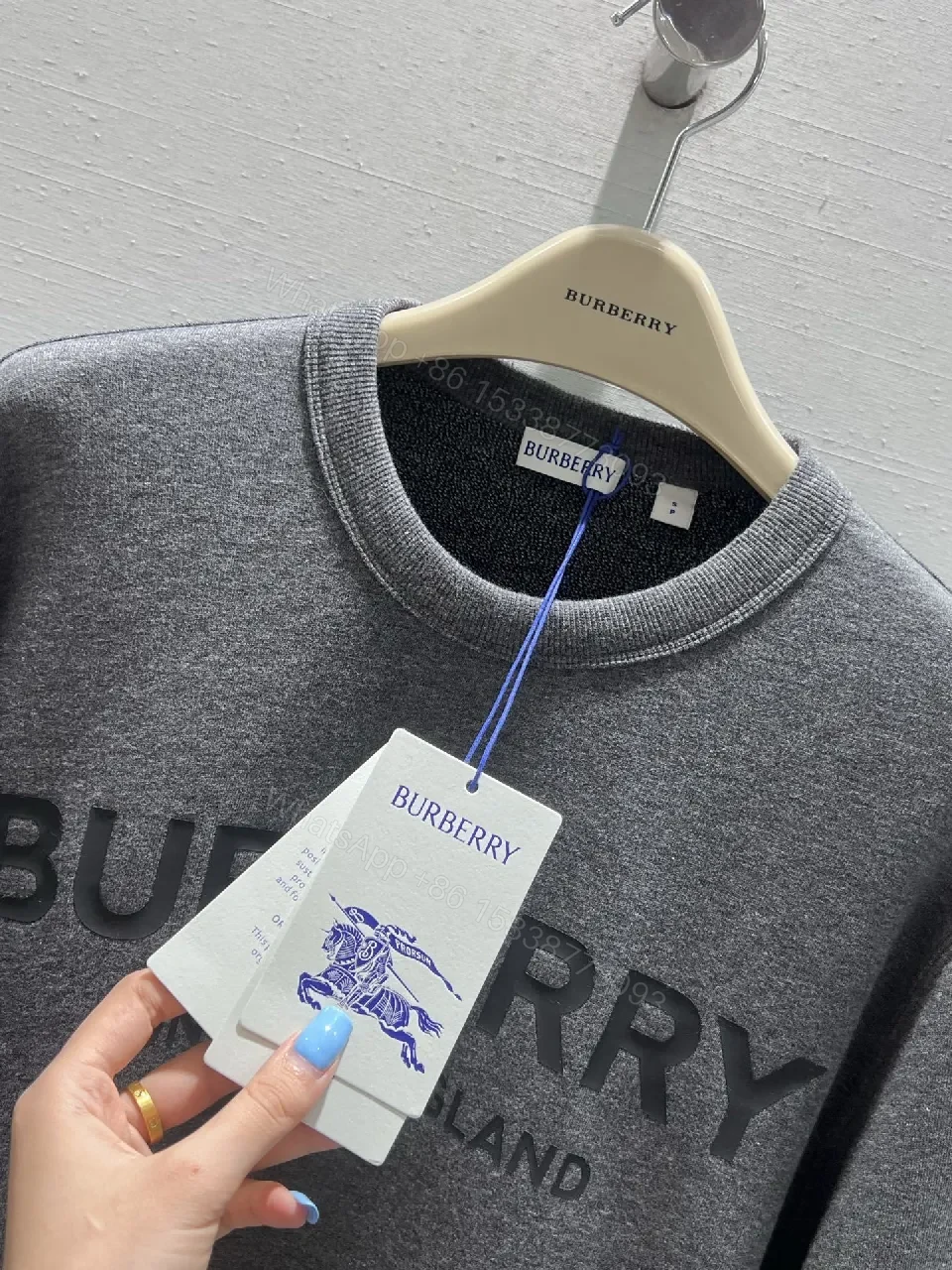 View 9 of Grey Cotton Fleece Crewneck Sweatshirt, Subtle Luxury, Everyday Comfort