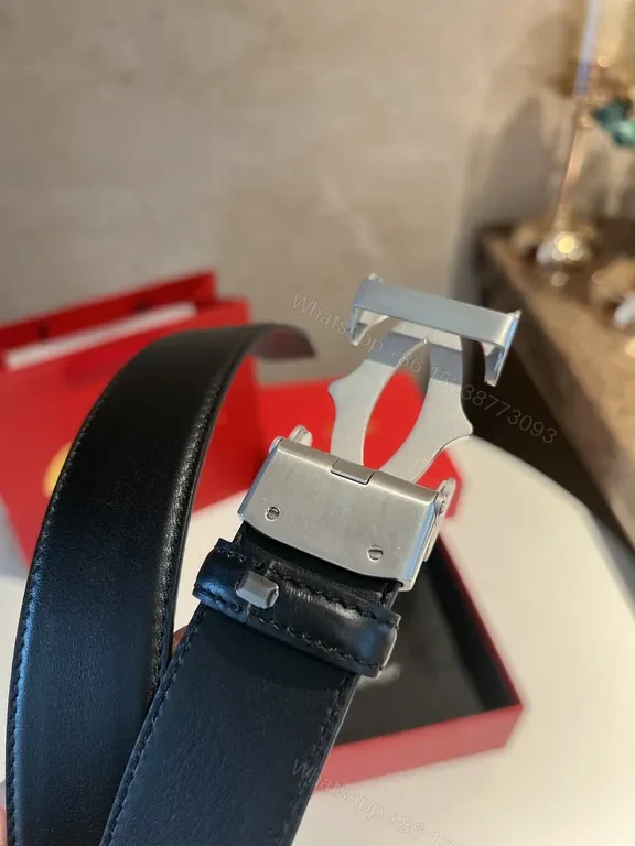 View 5 of Premium Leather Belt with Double G Buckle - Black, Lux Style