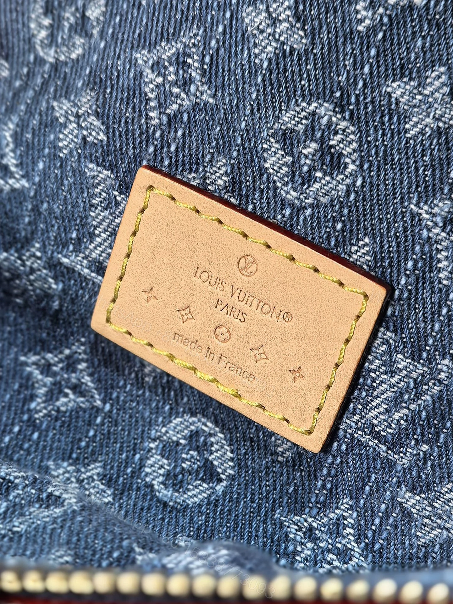 View 7 of LV 25S BUMBAG 38 IN BLUE MONOGRAM DENIM LEATHER TRIM GOLD HARDWARE